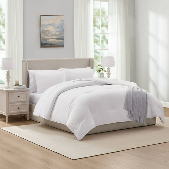 Ravure Twin XL Comforter Set, Modern Solid Twin XL Size Comforter Set, 5-Pc All Season Bedding Comforter Set, White