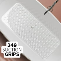 Virtu Non-Slip Mold Resistant Bathtub Mat With Suction Cups and Drain Holes, Heavy Duty Shower Mat, Clear