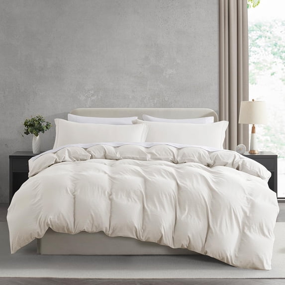 Virtu 3-Piece Duvet Cover Set, Soft Prewashed Bedding Set King with Pillow Shams, Off White
