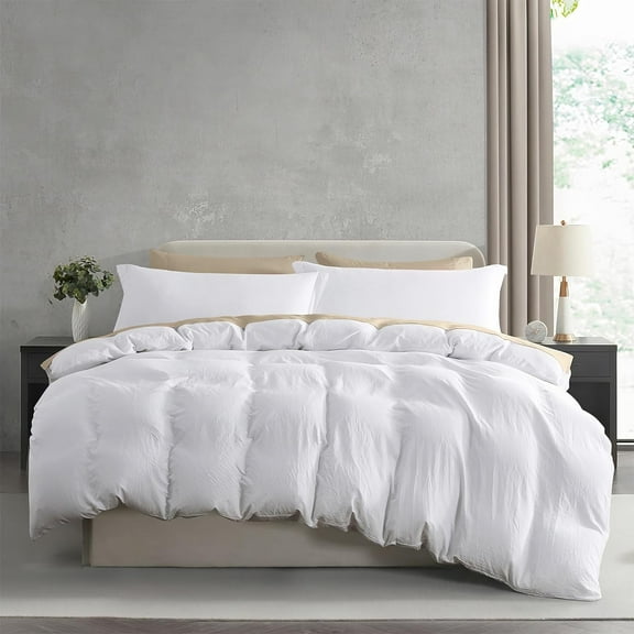 Virtu 3-Piece Duvet Cover Set, Soft Prewashed Bedding Set Queen with Pillow Shams, White