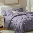 thumbnail image 1 of Virtu Queen Comforter Set, 7pc Bed in a Bag, Pleated Bedding Comforter Sets Queen, Grey Purple, 1 of 10