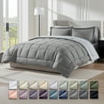 thumbnail image 1 of Virtu Queen Comforter Set, Bed in a bag, 7 Pc Reversible Bedding Comforter Set with Sheets, Bedding Set, Gray, 1 of 9
