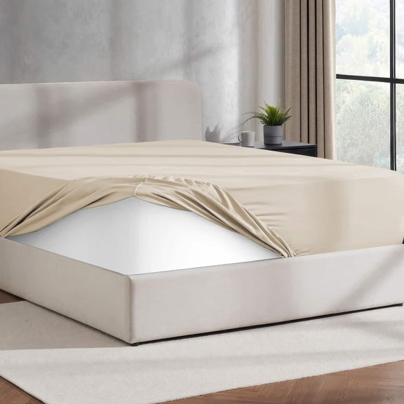 Virtu Queen Fitted sheet only, 1800 Extra deep pocket fitted sheet soft microfiber, Linen
