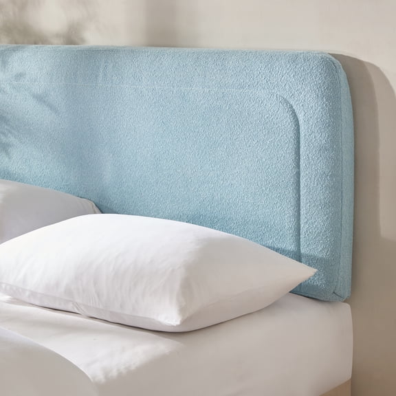 Virtu Queen Headboard No Tools Required Peel and Stick Upholstered Boucle Bed Headboard Only, Dream Blue