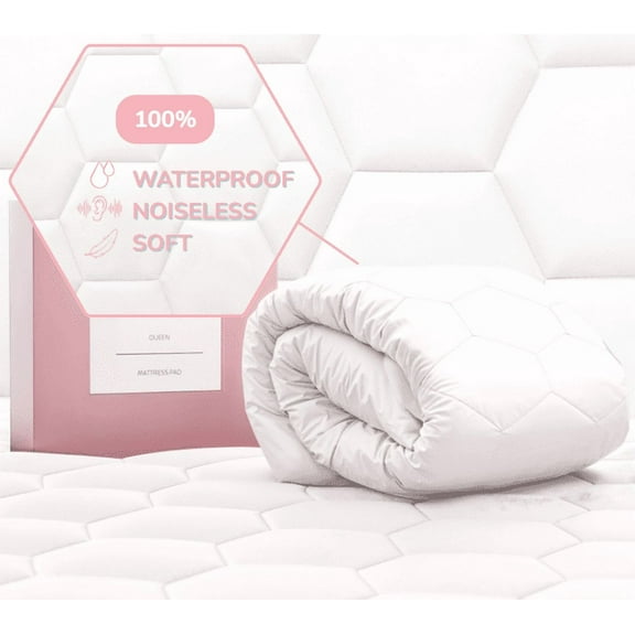 Virtu Queen Size Quilted Fitted Mattress Pad Cover, 100% Waterproof Mattress Protectors, Deep Pocket Fitted Mattress Cover 8" - 21" (60" x 80", White)