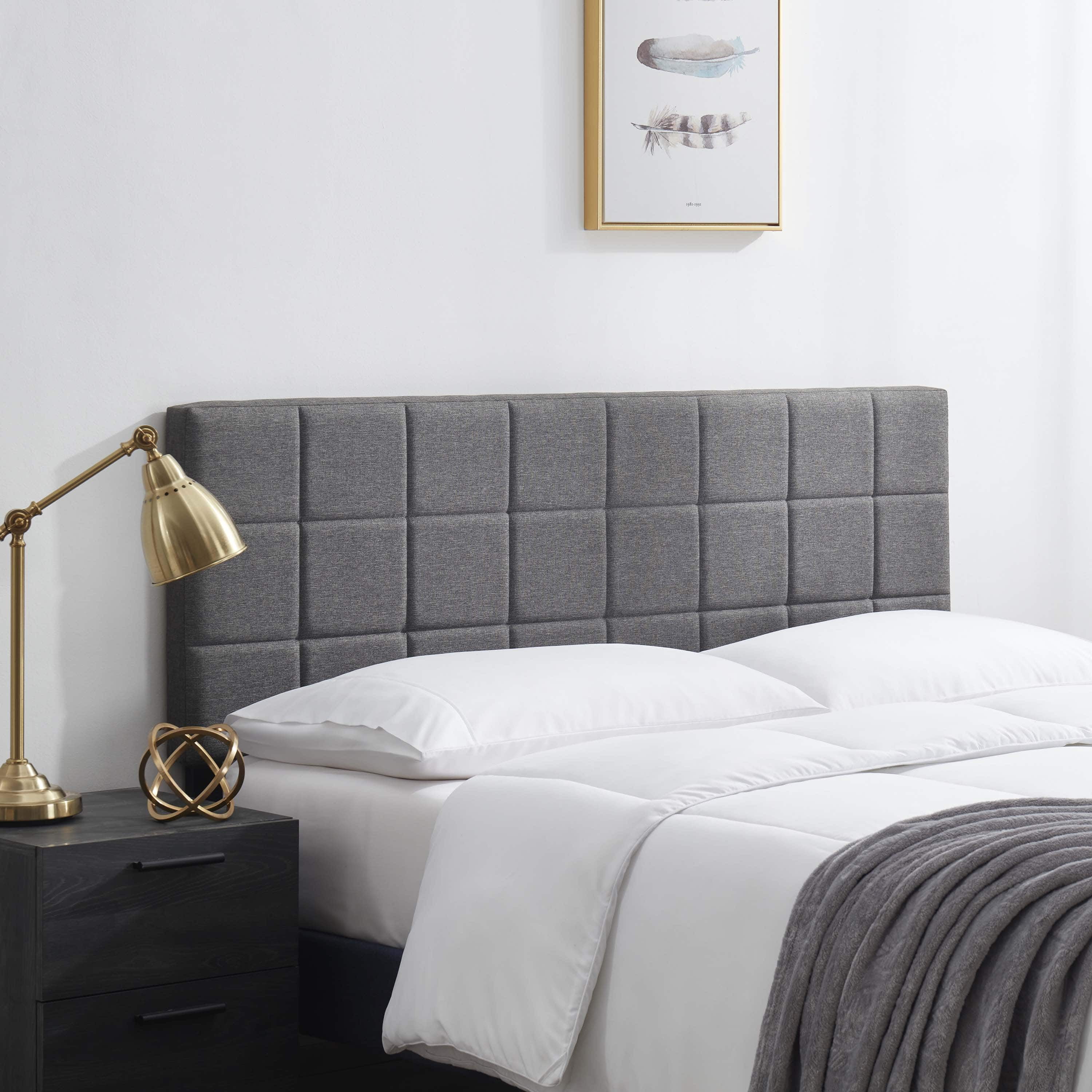 LammaLoe Square Tufted Upholstered Twin Headboard with Adjustable Height, Grey, Twin