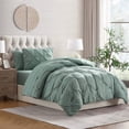 thumbnail image 1 of Virtu Twin Comforter Set, 7pc Bed in a Bag, Pleated Bedding Comforter Sets with Sheets, Sage Green, 1 of 10