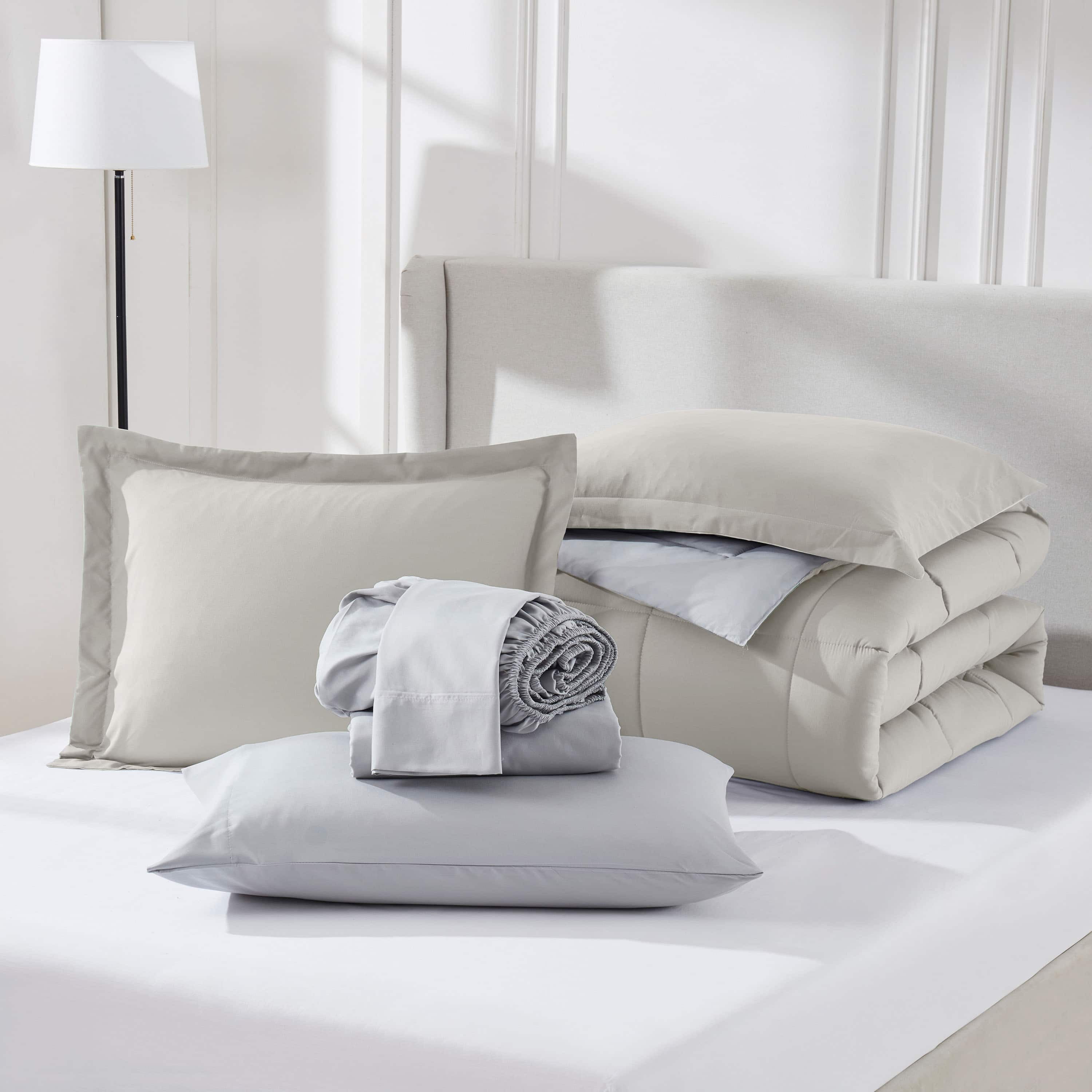 Virtu Twin Comforter Set, Bed in a bag, 7 Pc Reversible Bedding ...