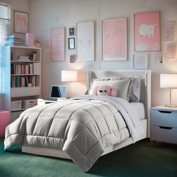 Virtu Twin XL Comforter Sets, 5pc Twin XL Bed in a Bag, Pleated Twin XL Bedding Comforter Sets Twin XL with Sheets, Purple