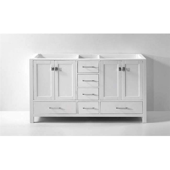 Caroline Avenue 60" White Solid Oak Double Vanity Cabinet