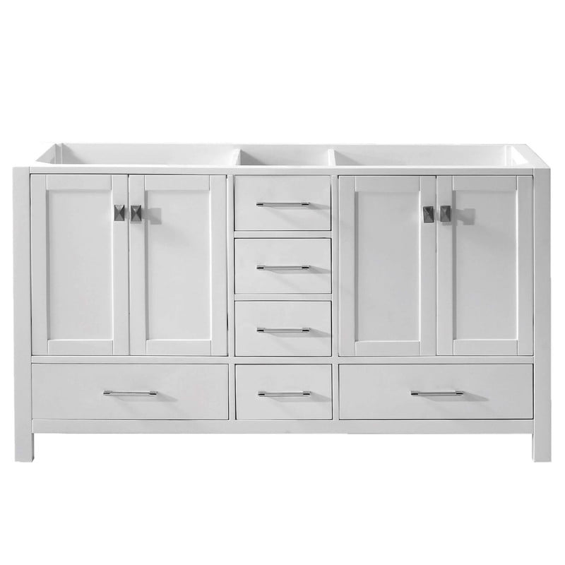 Caroline Avenue 60" White Solid Oak Double Vanity Cabinet