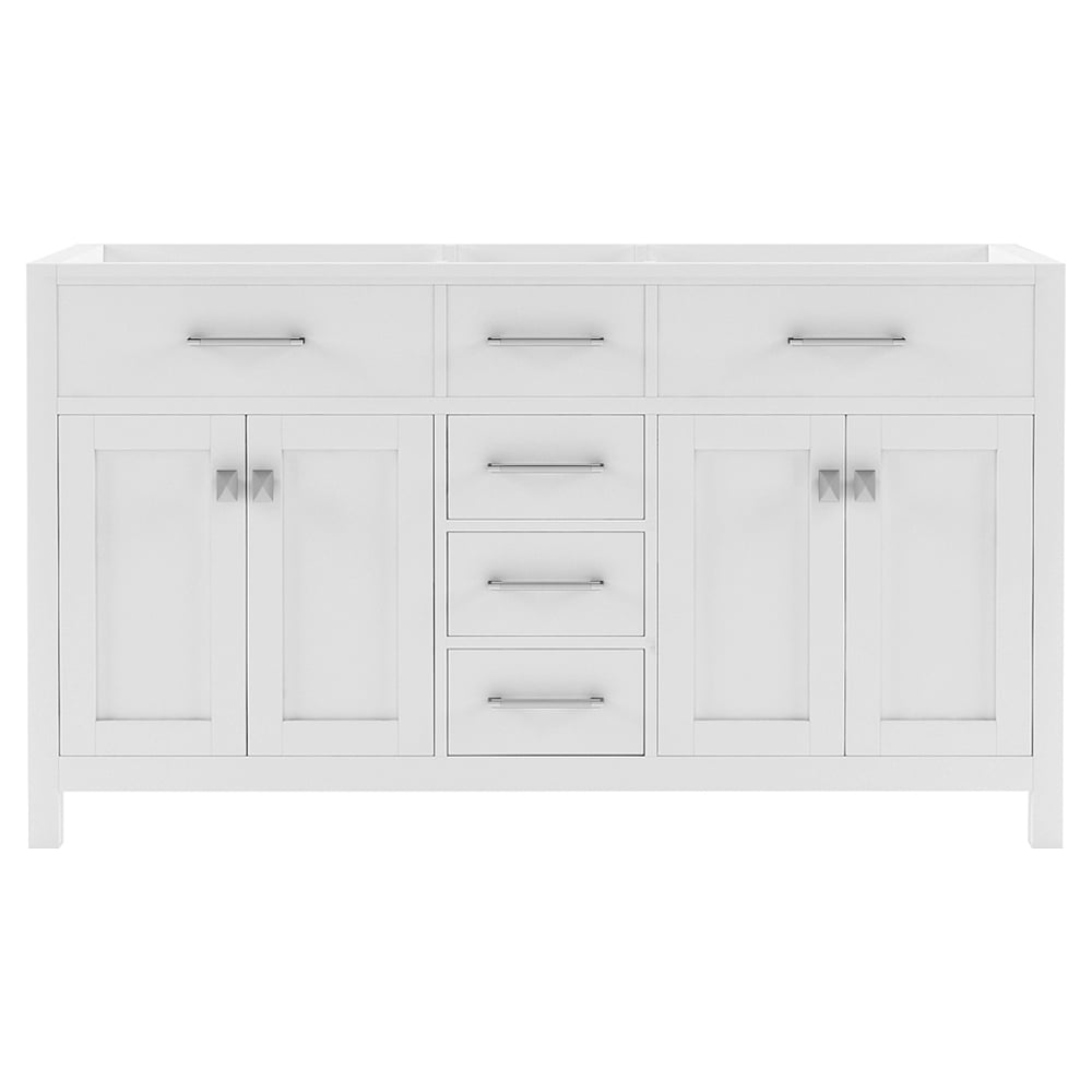 Caroline 60" White Solid Oak Double Bathroom Vanity Cabinet