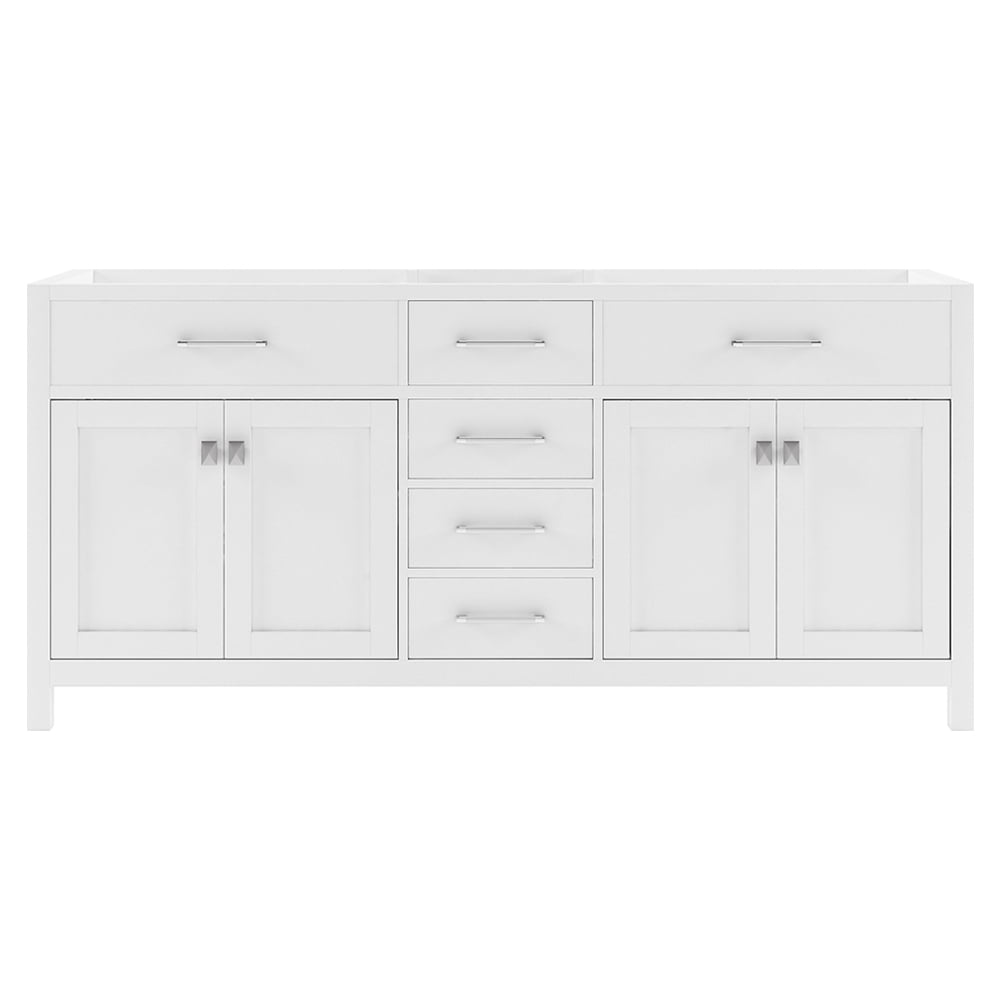 Caroline 72" White Oak Wood Double Sink Freestanding Vanity