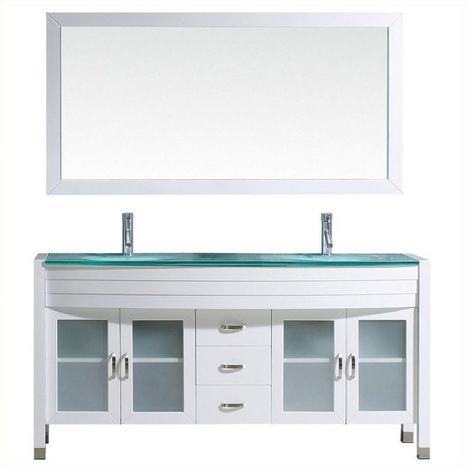 Virtu USA Ava 63" Glass Double Bathroom Vanity Cabinet Set in White ...