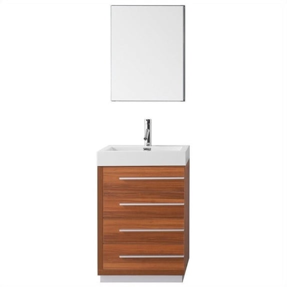Virtu USA Bailey 23" Polymarble Single Bathroom Vanity Cabinet Set in Plum