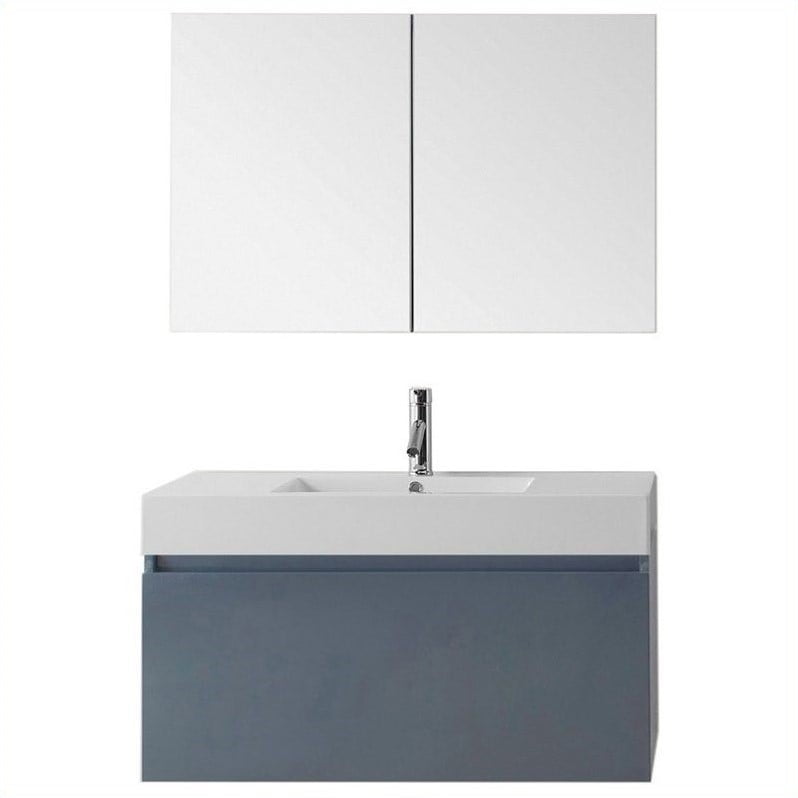 Virtu USA Zuri 39" Polymarble Single Bathroom Vanity Set in