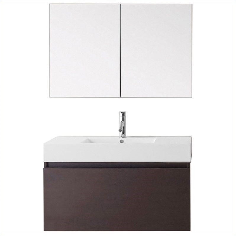 Virtu USA Zuri 39" Polymarble Single Bathroom Vanity Set in