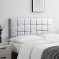thumbnail image 1 of LammaLoe Faux Leather Button Square Tufted Full Headboard with Adjustable Height, White, Full, 1 of 6
