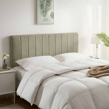 Virtu Upholstered Full Headboard No Tools Required Peel and Stick Bed Headboard Only, Olive Green