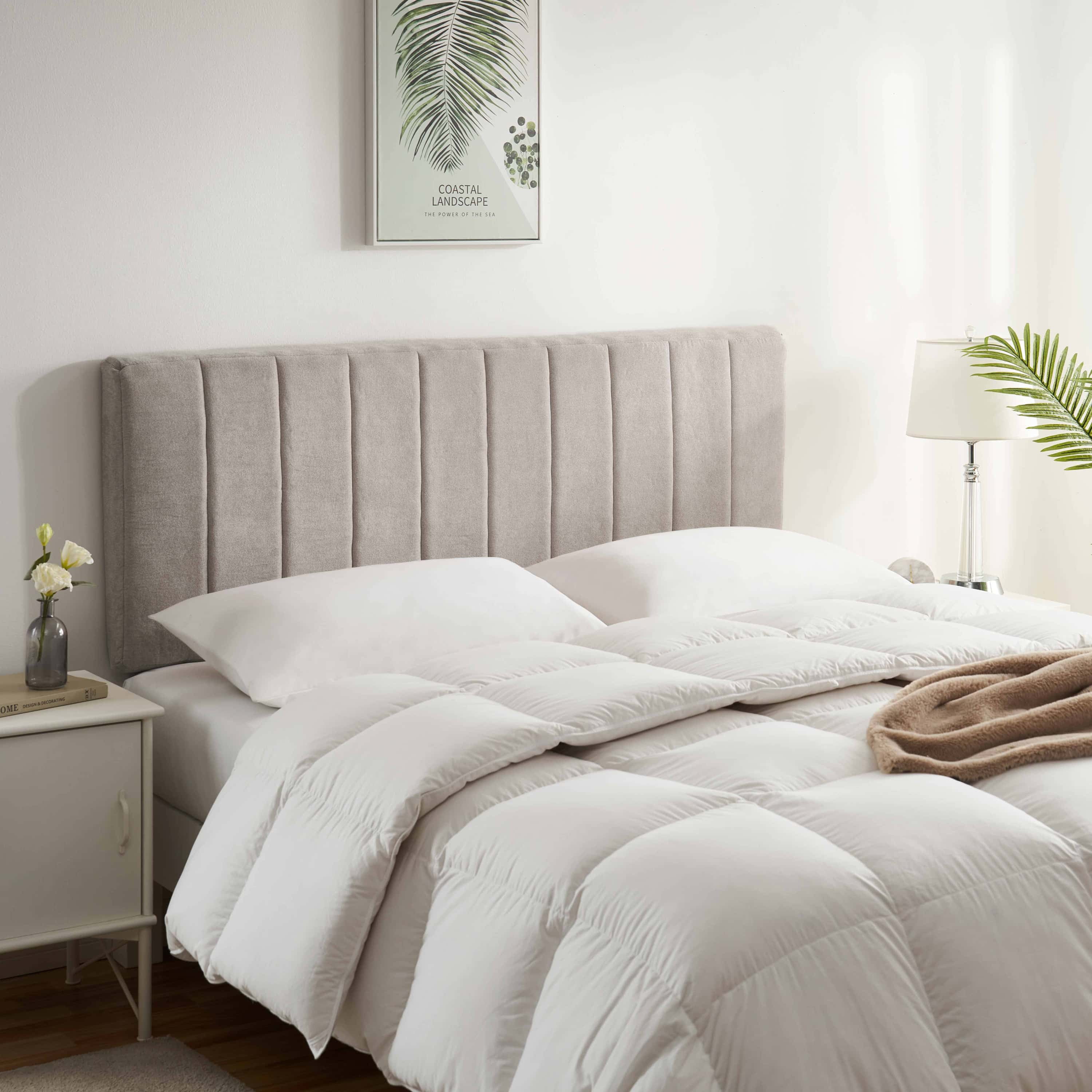 Virtu Upholstered King Headboard No Tools Required Peel and Stick Bed