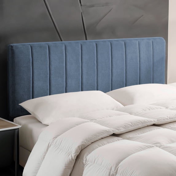 Virtu Upholstered Queen Headboard No Tools Required Peel and Stick Bed Headboard Only, Steel Blue