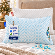Virtu Cooling Memory Foam Standard Pillows for Bed 2 Pack, Temperature Regulating, Adjustable Shredded Gel-Infused Reversible, 20" x 28"