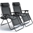 thumbnail image 1 of Hearth & Harbor Zero Gravity Chair Set of 2, Outdoor Lounge Chairs with Cup Holder, Black, 1 of 10