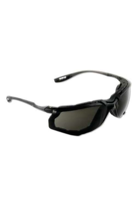 Virtua CCS Protective Eyewear, Gray Polycarbonate Lens, Anti-Fog, Clear Plastic Frame, Light Blue Temple