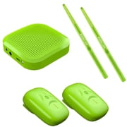 Electronic Bluetooth Drumsticks For Silent Practice, Virtual Air Drum Set With Foot Pedals ,Portable Electric Drum Kit For Beginners, Rechargeable Motion Sensor Air Drumsticks Green/Blue,1