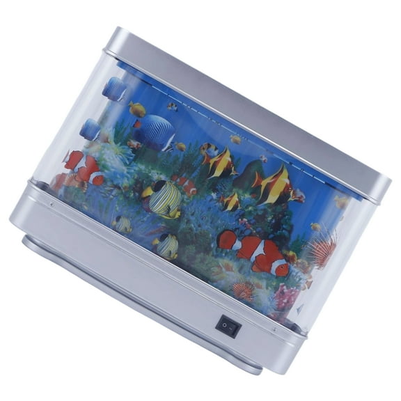 Virtual Baby Aquarium Night Light LED Aquarium Decors Light Cartoon Lamp with Moving Fish