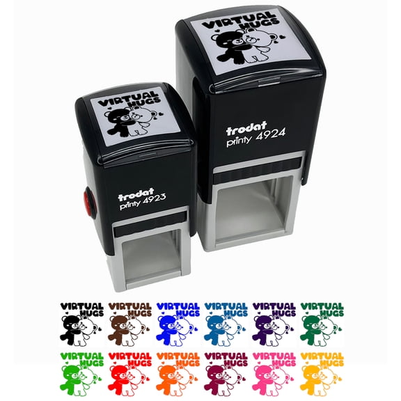 Virtual Bear Hugs Self-Inking Rubber Stamp Ink Stamper - Pink Ink - Small 1 Inch