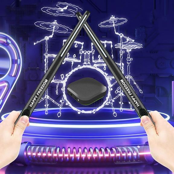 Virtual Drum Set for Adults Kids, Electronic Drum Sticks with Soft Tips, Portable Motion Body Sensor Drum, Interactive Music Game, Beginner Practice and Kids Gift Black