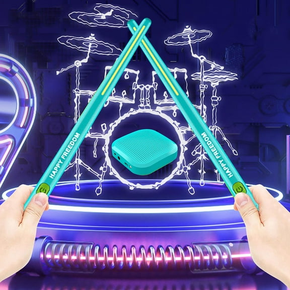 Virtual Electronic Drum Set, Air Drum Sticks Set, Electric Drumsticks, Air Drum with Drumsticks, Bluetooth and 8 Sounds, Electric Tabletop Drum Set Machine for Beginners Adults Kids Gift (Blue)