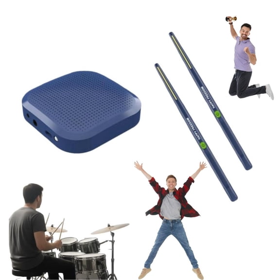 Virtual Electronic Drum Set, Air Drum Sticks Set, Electric Drumsticks, Air Drum with Drumsticks, Pedals, Bluetooth and 8 Sounds, Electric Tabletop Drum Set Machine (3PCS)