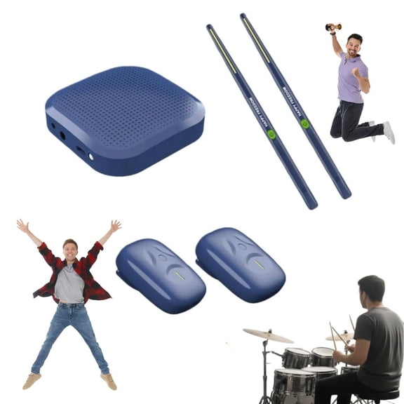 Virtual Electronic Drum Set, Air Drum Sticks Set, Electric Drumsticks, Air Drum with Drumsticks, Pedals, Bluetooth and 8 Sounds, Electric Tabletop Drum Set Machine (5PCS)