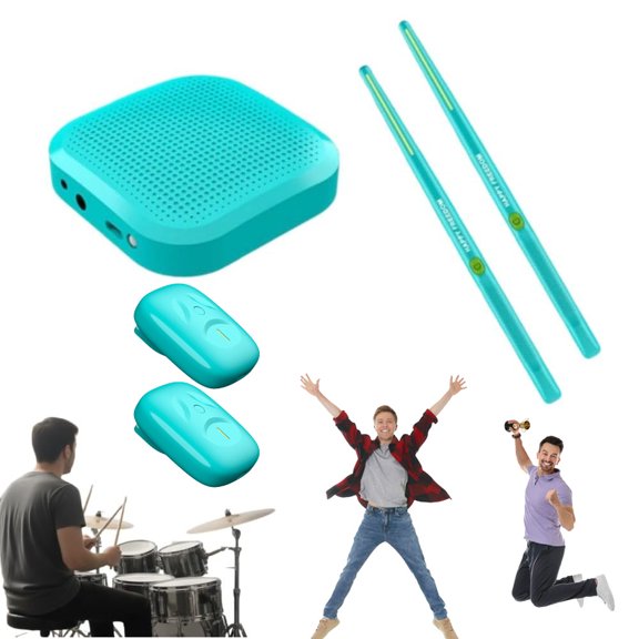 Virtual Electronic Drum Set, Air Drum Sticks Set, Electric Drumsticks, Air Drum with Drumsticks, Pedals, Bluetooth and 8 Sounds, Electric Tabletop Drum Set Machine (5PCS)