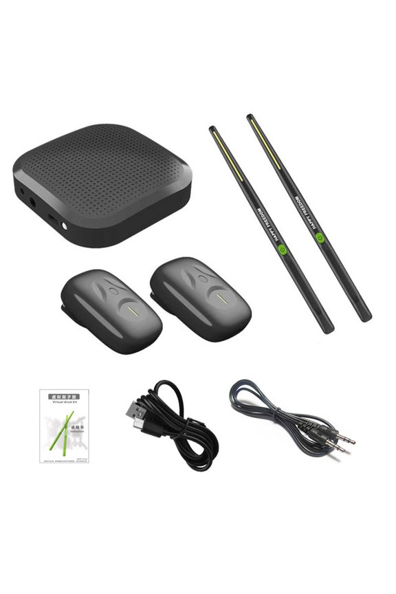 Virtual Electronic Drum Set with Drumsticks Pedals Bluetooth Silent Drumming Sensor Pads 8 Sound Modes Portable Lightweight Digital Drum Kit for Practice Studio Travel