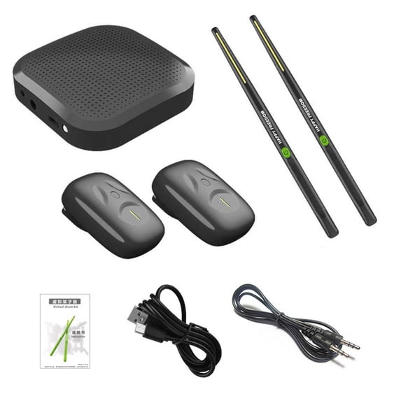 Virtual Electronic Drum Set with Bluetooth, 8 Sounds, Drumsticks & Pedal | Portable Silent Practice Kit for Beginners & Professionals