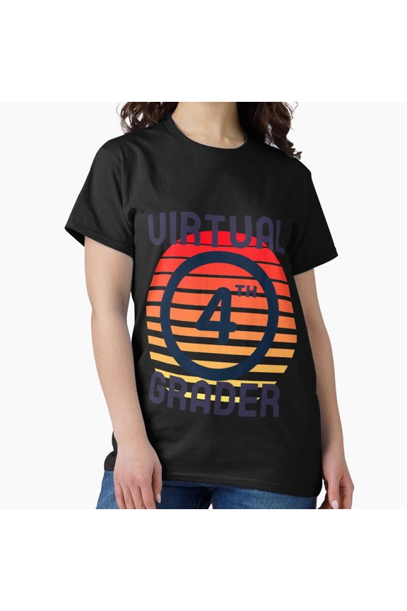 Virtual Fourth Grader Minimalist Typography Distance Learning Tech T-Shirt