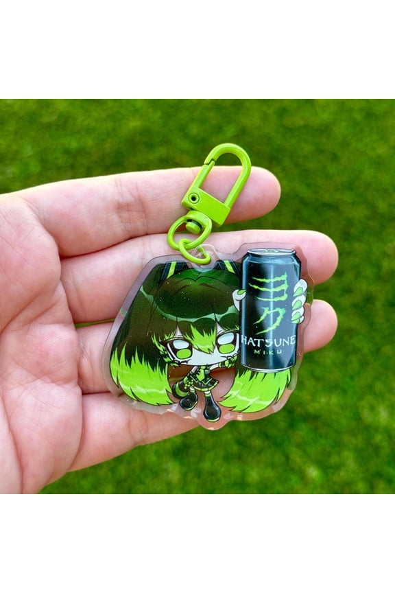 Virtual Idol Acrylic Glitter Epoxy Charm, Kawaii Anime Core Chibi Phone Keychain