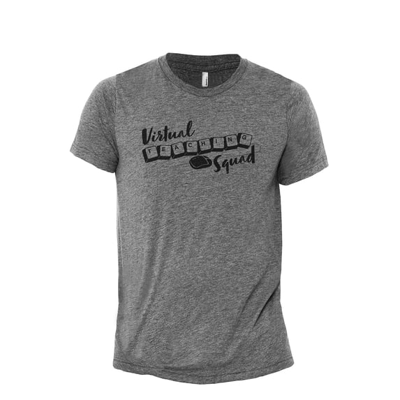 Virtual Teaching Squad Men's Modern Fit Fun Casual T-Shirt Printed Graphic Tee Heather Grey 3X-Large