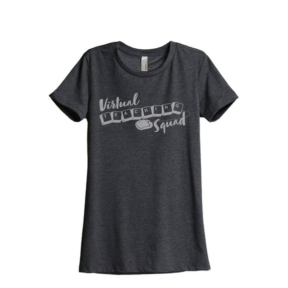 Virtual Teaching Squad Women's Fashion Relaxed T-Shirt Tee Charcoal Grey X-Large