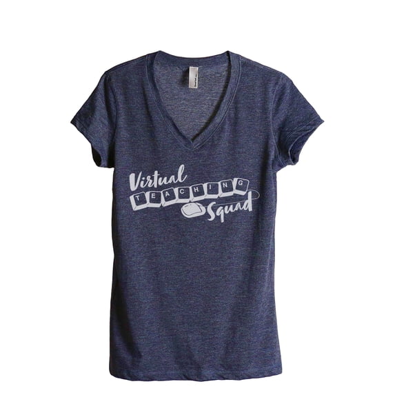 Virtual Teaching Squad Women's Fashion Relaxed V-Neck T-Shirt Tee Heather Navy X-Large
