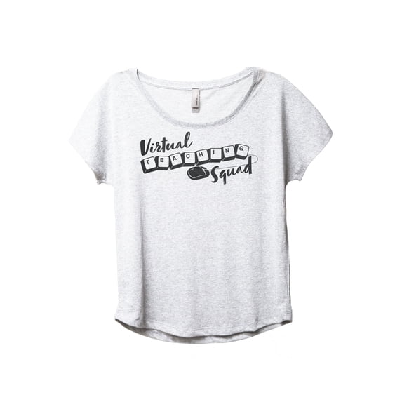 Virtual Teaching Squad Women's Fashion Slouchy Dolman T-Shirt Tee Heather White 3X-Large