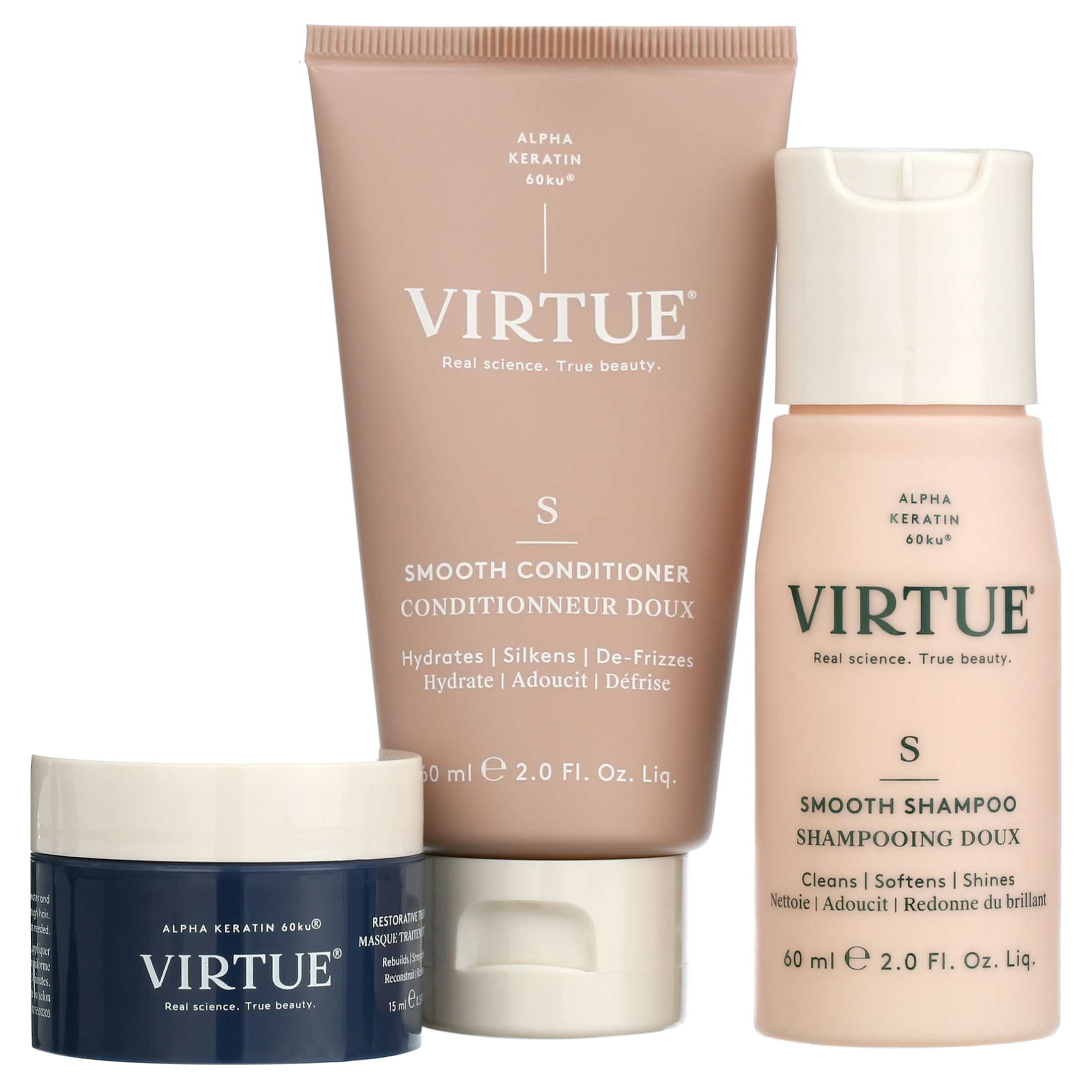 Virtue Smooth Discovery Volumizer Shampoo and Conditioner Hair Care Products Set, 3 piece