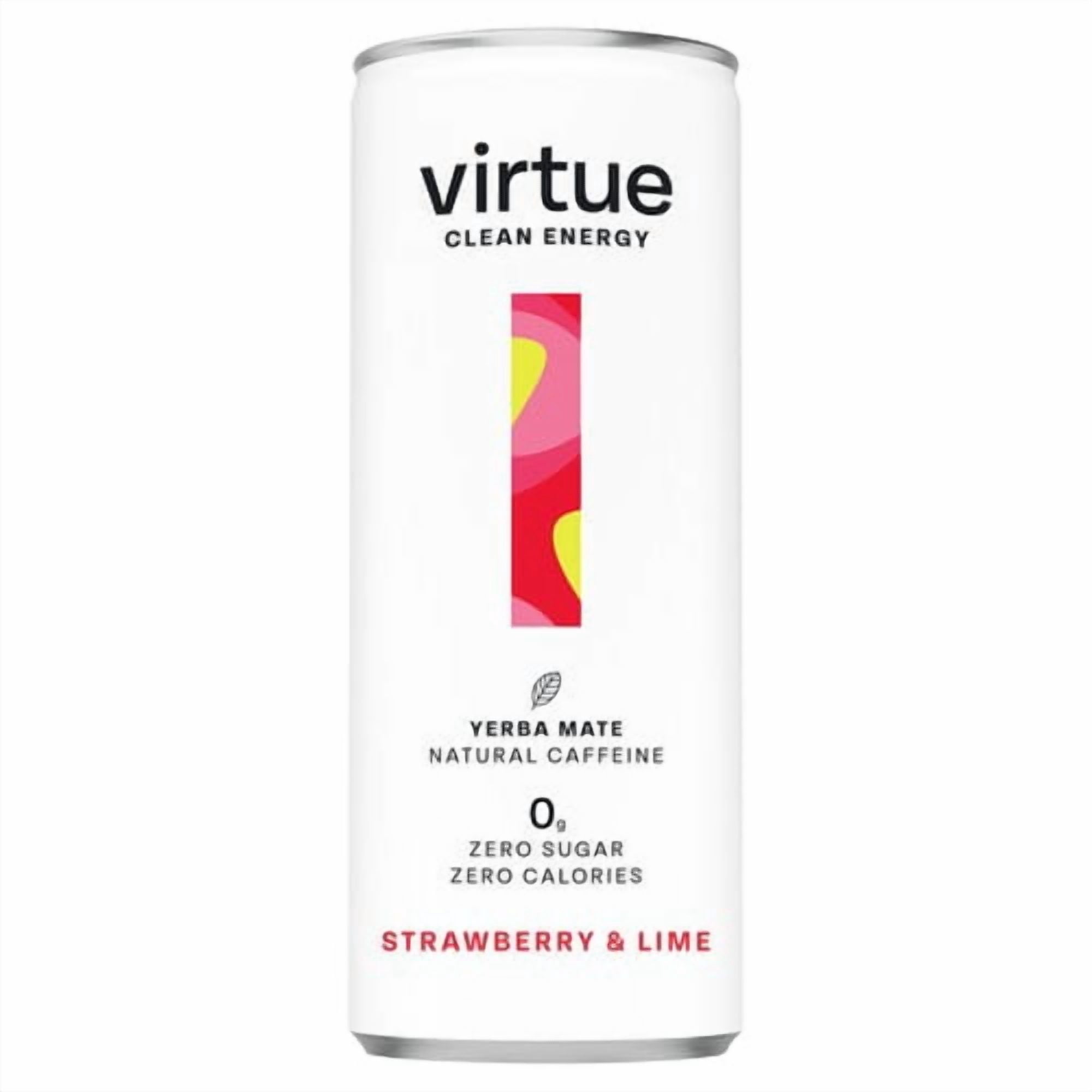 Virtue Yerba Mate Strawberry & Lime Clean Energy 250ml, British Import (Pack of 3)