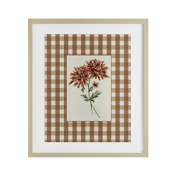 Stupell Industries Neutral Plaid Mums Birch Framed Print Under Glass, design by Lisa Wehmeyer