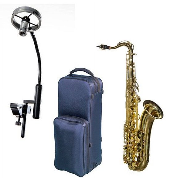 Virtuoso Series Professional Tenor Saxophone Deluxe w/AMT LS Studio Sax Microphone, Clear Lacquer