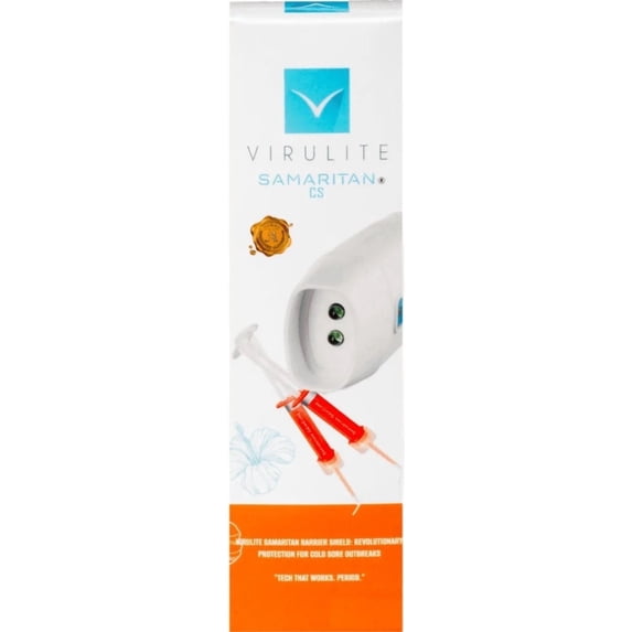 VIRULITE Cold Sore Device with Samaritan CS Barrier Shield – FDA Cleared Light Therapy Treatment for Herpes Labialis, Faster Healing, Pain Relief & Protective Polymer System