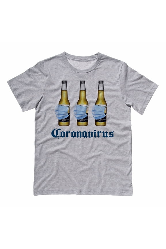 Virus Beer Mask Funny Drinking Quarantine Hand Germ Shirt Small Gray